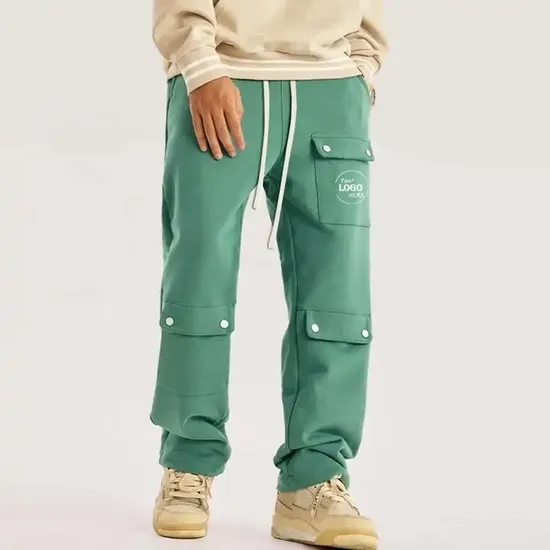 Latest Fleece Wide Leg Sweatpants Streetwear 6 Pocket Cargo Pants for Men