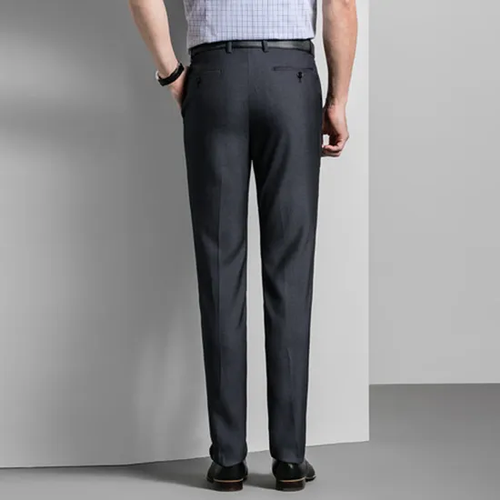 Easy Care Straight Mens Wedding Trousers Business Formal Men Dress Pants Black