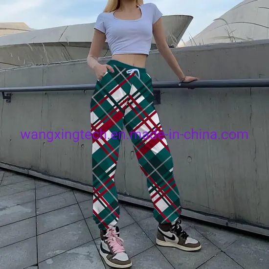 Wholesale Striped Plaid Digital Printed Sweatpants Ladies Street Fashion Loose Time Harem Pants Casual Trousers