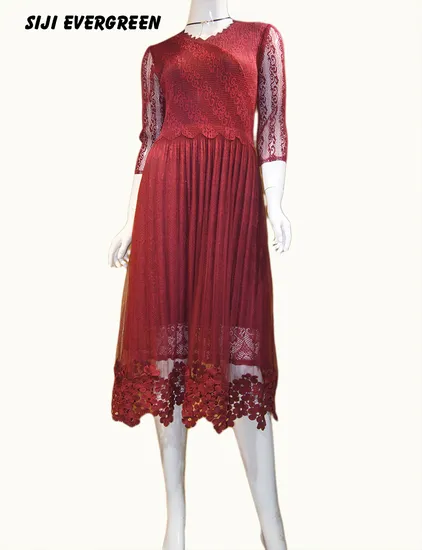 Lace Summer Casual Half Sleeve Fashion Clothing for Long Women Dress