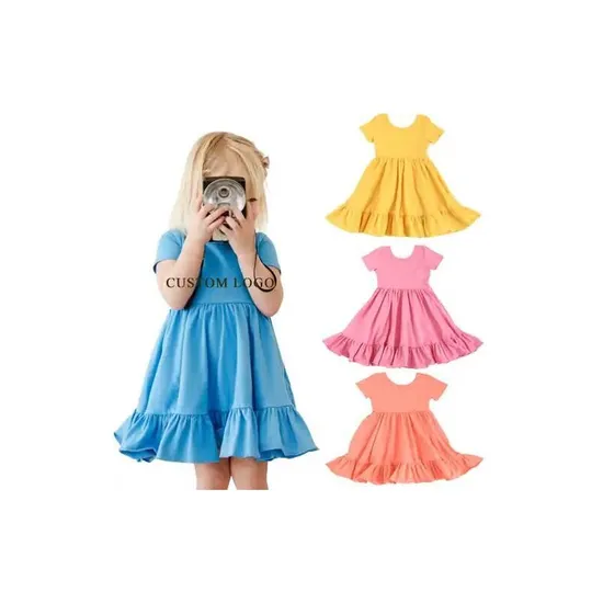 Girls Clothes Summer Clothing Children 95% Bamboo Kids Girls Short Sleeve Dress