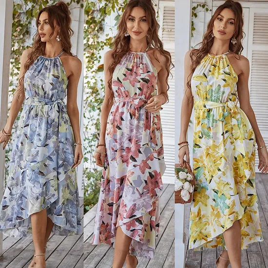 Customize Top Quality Summer Casual Chiffon Women Formal Dress Sexy Ladies Slip Dress for Evening