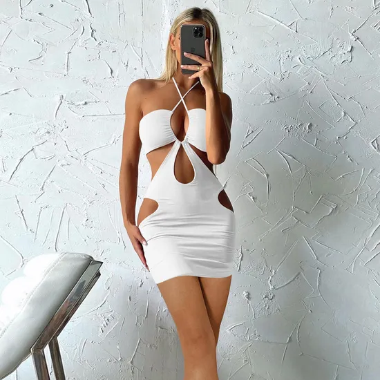 Hot Selling Sexy Halter Hollow out Women′s Dresses