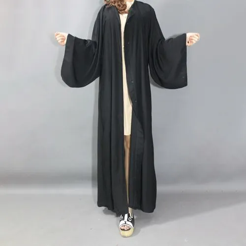 Black Maxi Muslim Coat Elegant Islamic Clothing Straight Dress for Women