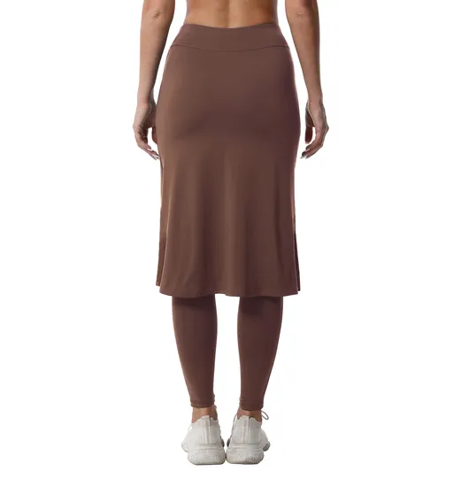 Women′s Modest Long Skirt with Attached Leggings Pockets MIDI Cover up Workout Skirted Capris