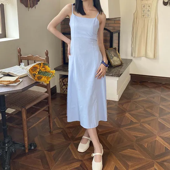Soul Eco Strap Casual Dresses for Women Sleeveless Cotton Slightly Beach Dress