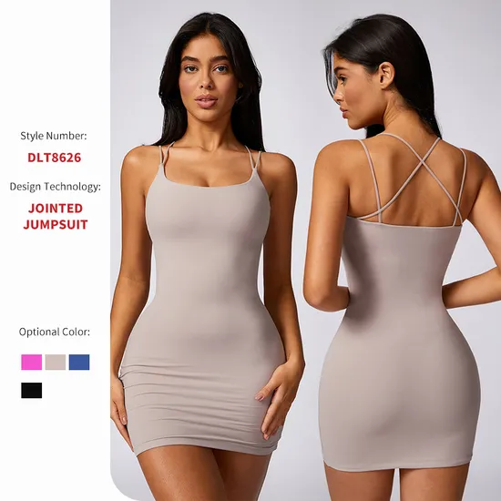 2024 New Arrival High Quality Thin Strap Shoulder Naked Feeling Elastic Wear-Resisting Tummy Control Slming Sexy Slip Dress