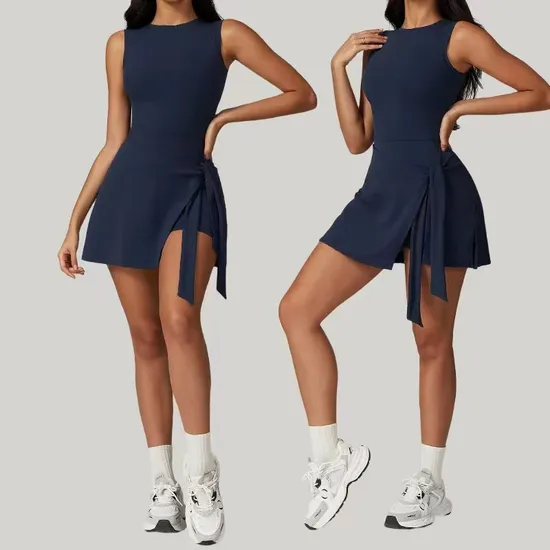 Stylish Faux Two-Piece Casual Sports Dress for Women