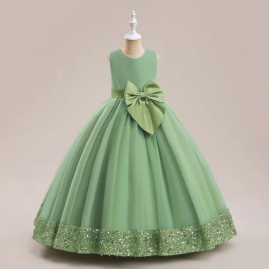 MID Sized Child Marriage Flower Dress Host Girl′s Puffy Princess Dress