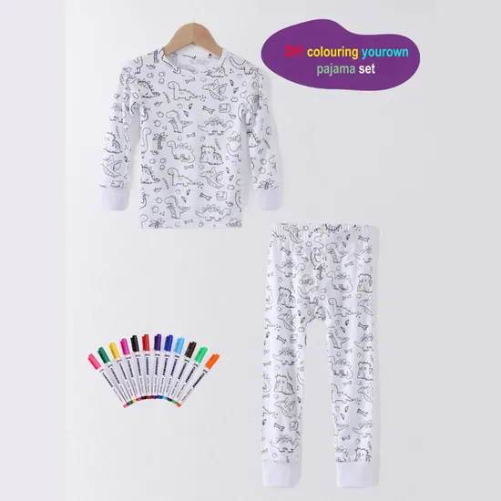 2024 Wholesale DIY Kids Pajamas Kids Clothing Sets Custom 100% Bamboo Fiber Girls Sleepwears Children′s DIY Pyjamas