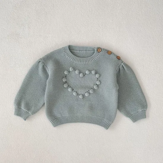 Autumn Infants Clothes Knitwear Girl Baby Heart Sweet Knitted Hollow out Sweater