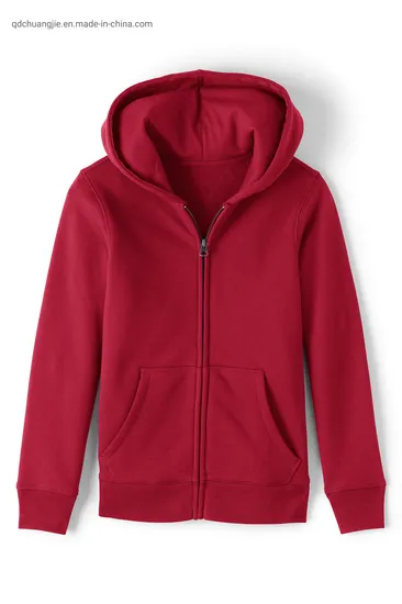 Children Kids Plain Dye Red Color Zipper up Pullover Terry Outwear Casual Winter Antipilling Regulart Cut Customise Kangaroo Pocket Boys Girls Hoodies