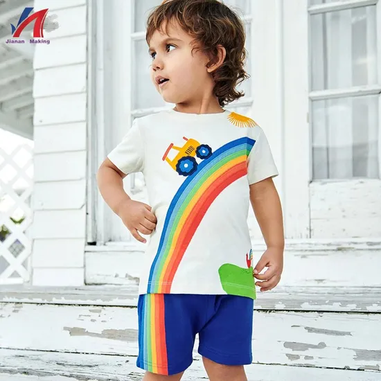 New Boys T-Shirt Set Two Piece Summer Children′s Pure Cotton Short Sleeves