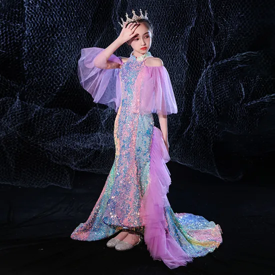New Fashion Wholesale Child Girl Party Wear Long Wedding Gown