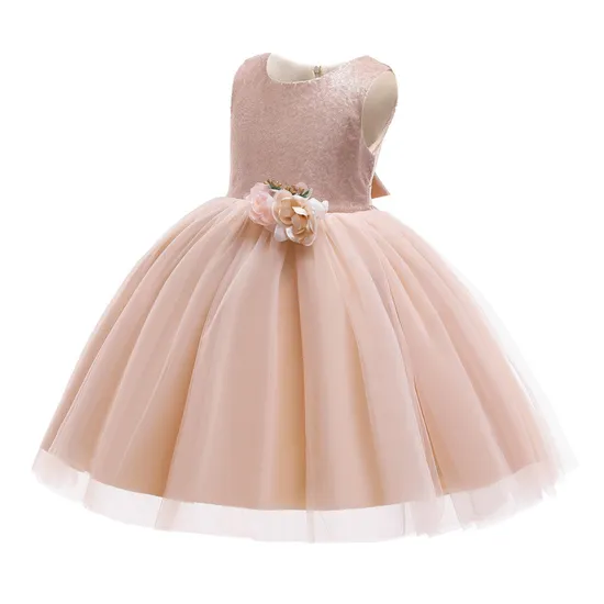 Champagne Sequin Kids Dresses Cosplay Princess Costumes Party Christmas Gift Fantasia Vestidos Girls Clothing Dress