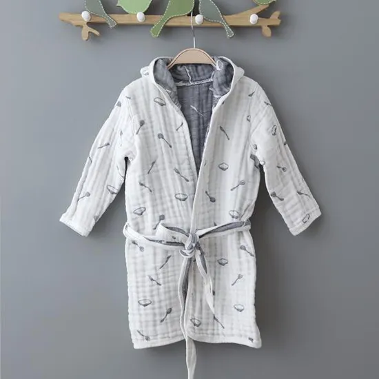 6layers Cotton Muslin Children Bathrobe Sleepwear Pajamas