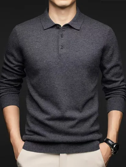 Designer Clothes Custom Knitwear Sweater Men′s Polo Collar Clothing Plain Knitted Jersey Pullover Man Sweater