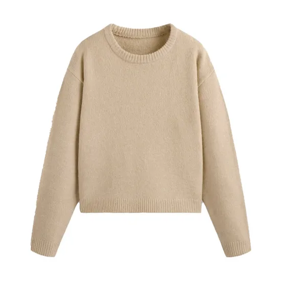 Wholesale Solid Color Long Sleeve Knit Tops Casual Women′s Pullovers Ladies Sweater