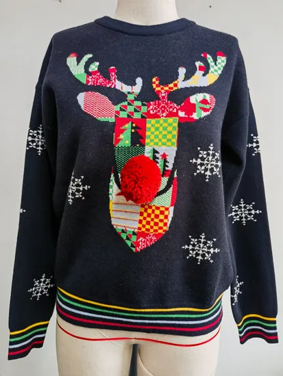 Winter Christmas 3D Santa Claus Sweater for Women Loose Knitwear