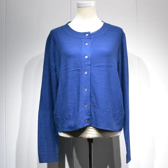 Women Casual Crew-Neck Long-Sleeved Single-Breasted Wool Knit Cardigan Coat