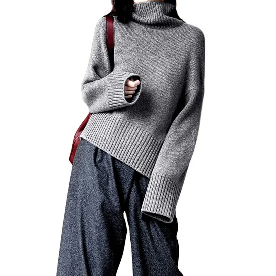 Square Fonda Knitted Sweaters for Women Cashmere Women Pullover Turtleneck Warm Sweater.