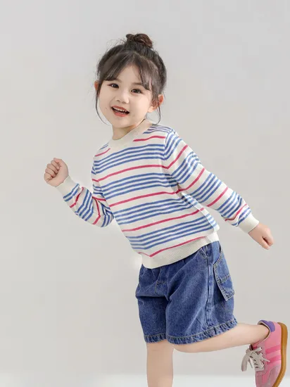 Custom Knit Children Winter Plus Size Girls Oversized Cotton Pullover Sweaters Wholesale Cildren′s Clothing