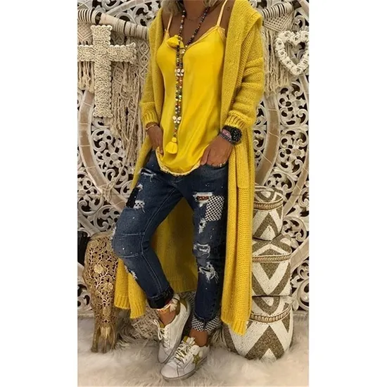 Women Plus Size Oversized Big Pocket Cardigan Sweater