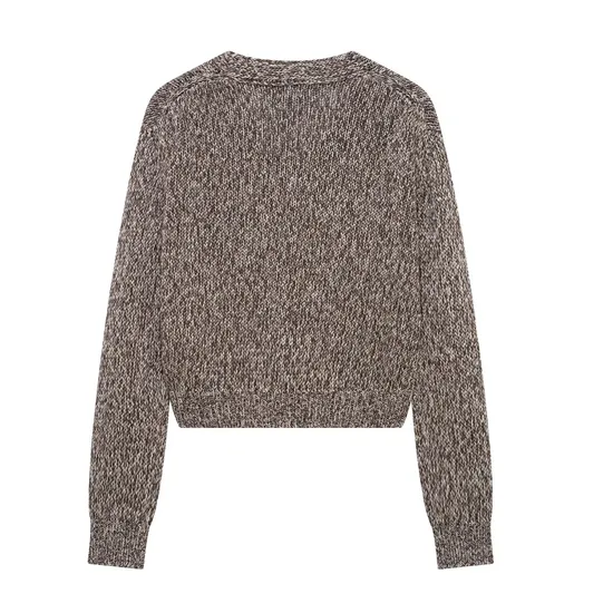Spring Women′s Retro Short Casual Diamond Knitted Cardigan Sweater Jacket