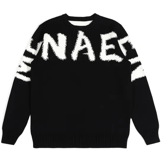 Custom Logo OEM & ODM Men Sweater Pullover Jacquard Knitted Top Winter Crew Neck Casual Jumper Men Knitwear Custom Knit Sweater