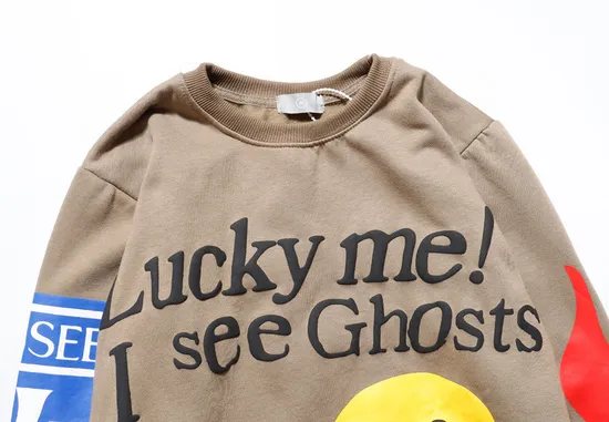 " Lucky Me I See Ghosts" Logo Print Hoodie Men Women Autumn Winter Sweatshirts