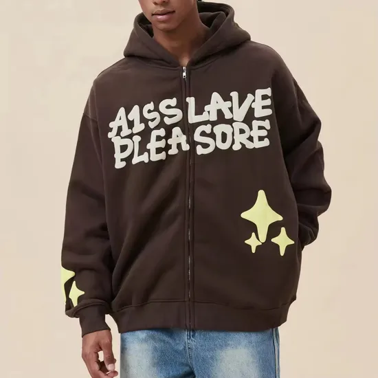 Manufacturer Men Sweatshirt 100% Cotton Custom Print Oversize Pullover Zip Hoodies