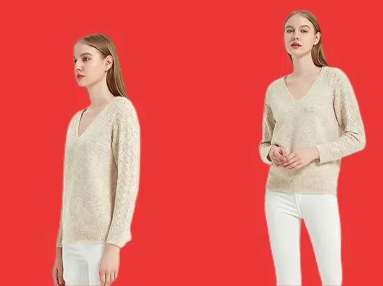 Fashion Custom Logo Knitted Lady V Neck Cap Sleeve Pattern Sweater