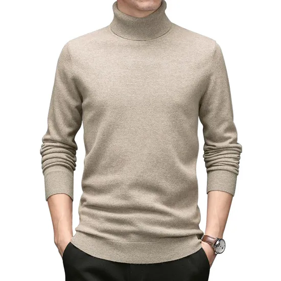Men′s Plus Size Base Plain Knitted Pullover Crew Neck Long Sleeve Winter Thick Warm 100% Merino Wool Sweater