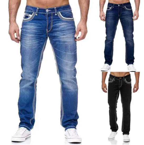 Men Denim Slim Ripped Pants Casual Leisure Men′s Jeans with Hole