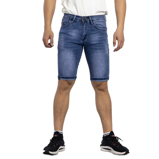 Custom European Style Spray Embroidery Monkey Casual Men Short Jeans