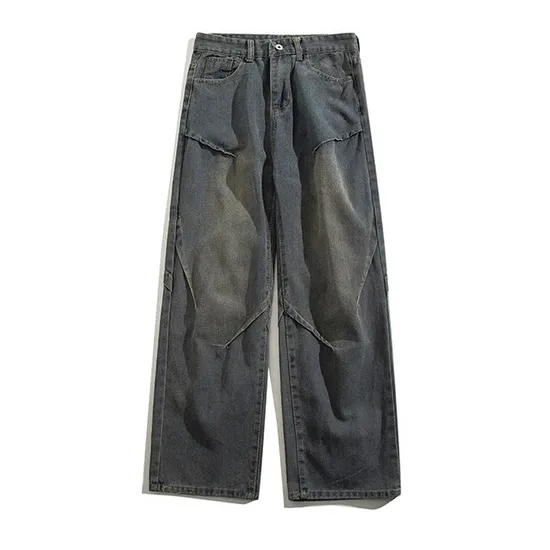 China Factory OEM Custom Blank Logo Distressed Washed European American Denim Jeans