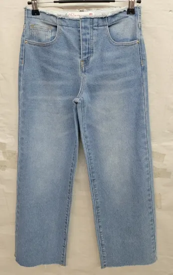 Hot Sale Fashion Street Style Whiskers Monkey Wash Girls Wide Leg Stretch Jeans Blue Denim Pants for Children Teenagers