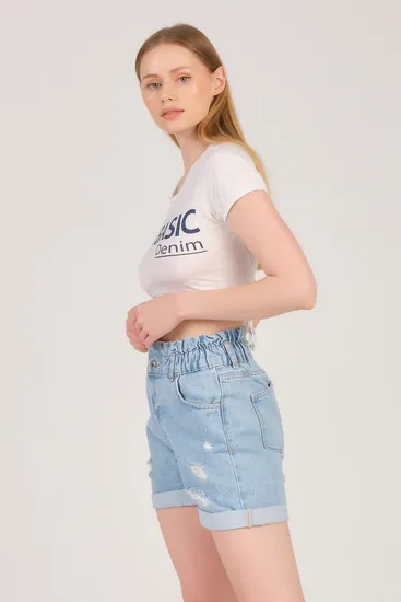 Wholesale Women Elastic Waist Comfort Fit Demin Shorts Women High Quality Shorts