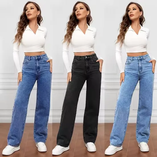 High Quality Stylish Jeans Mujer High Waist Stretch Straight Leg Jeans for Women