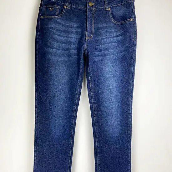Factory OEM ODM Straight Pants Mens Custom Dark Blue Enzyme Wash Denim Pants Jeans