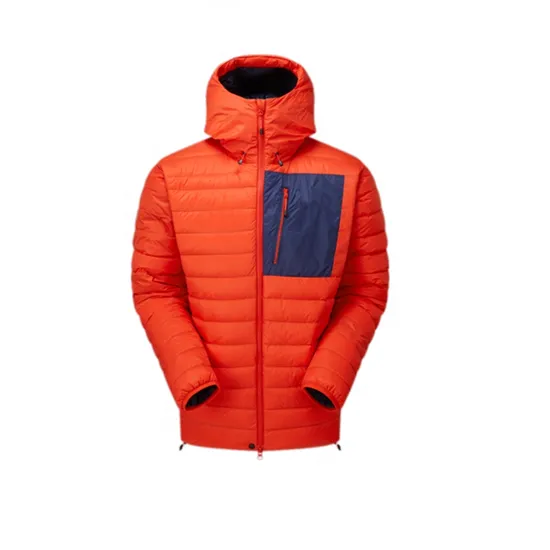 Outdoor Mountaineering Hooded Down Jackets for Hiking with Adjustable Hem Elastic Cuffs