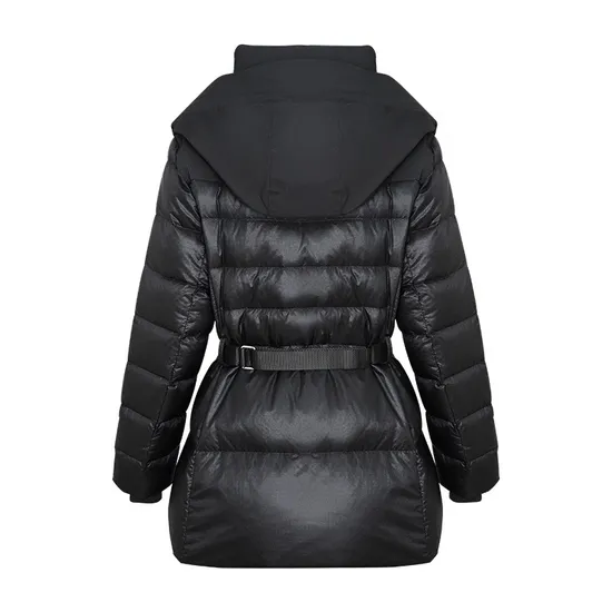 Ladies′ Jacket, Down Jacket, Puffer Jacket, MIDI Length Jacket with Hood, a Shao with Belt, Coat for Winter,