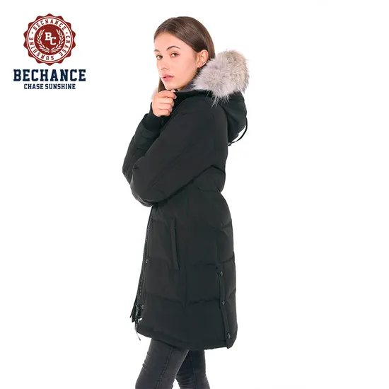 New Outdoor Long Section Slim Hooded Women′s Padded Jacket