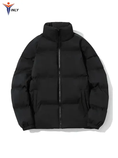 Men′s Casual Thickened Thermal Zipper Cotton Jacket, Long Sleeves Stand Collar Windproof Padded Outwear for Winter