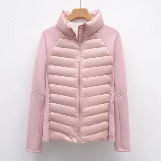 Women Down Jacket Light Sports Outerwear Hoodie Cotton Jacket Custom Logo Zipper