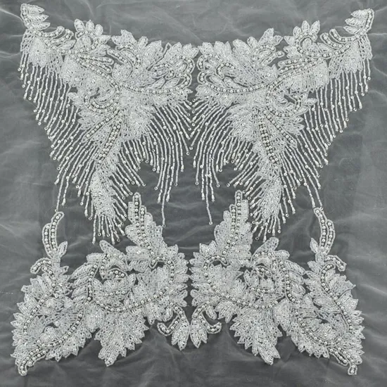 Hand Beading Factory Beaded Rhinestone Dress Patches for Wedding Dress