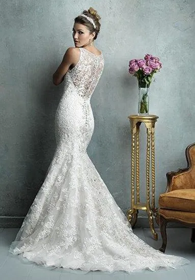 Affordable Elegant Lace Mermaid Trumpet Bridal Wedding Dress (Dream-100024)