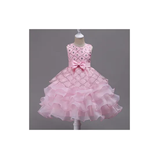 Girls Mesh Multilayer Pompadour Party Wedding Dress