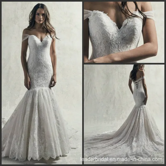 Bridal Gowns off Shoulder Lace Mermaid Wedding Dress Customized S9091