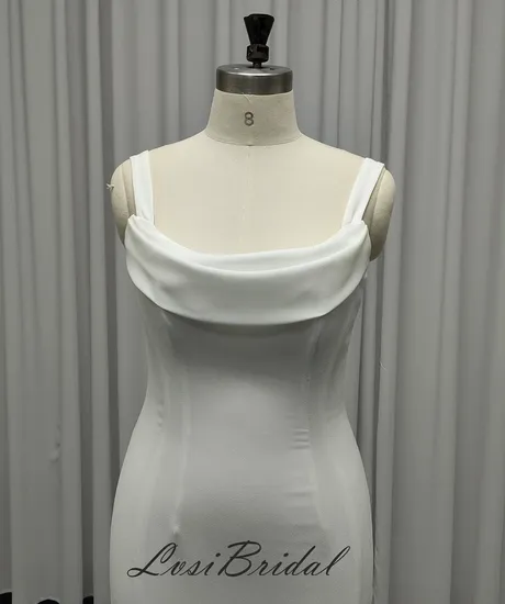 Round Neckline and Straps Wedding Bridal Gown Dress with Stretch Fabric Mermaid Wedding Dresses with 2024 New Collection Dresses Hot Style Bridesmaid Dress